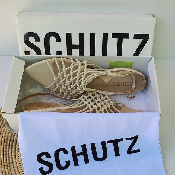 NIB SCHUTZ TINAH LEATHER SANDAL - Picture 13 of 14
